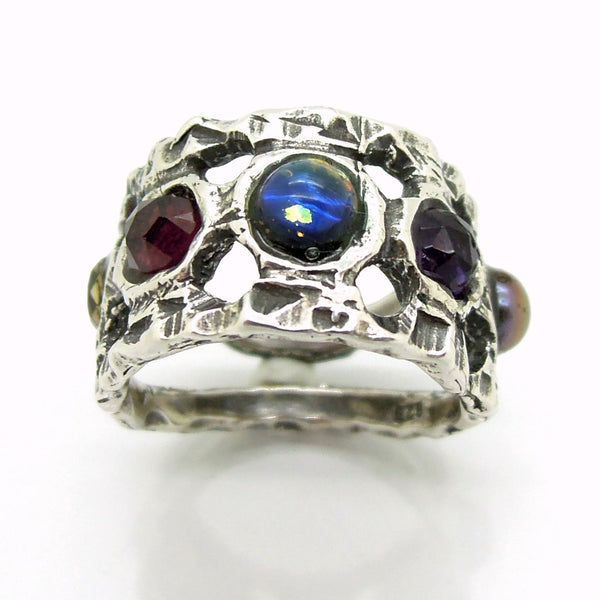 Unique silver ring with gemstones for men and women – Hadas Jewelry - Roman  glass jewelry